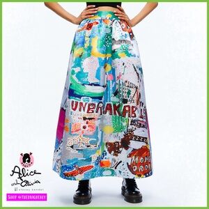 Alice + Olivia Multicolor Graphic Maxi Skirt